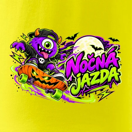 Nočná jazda - fialová príšerka na skateboarde