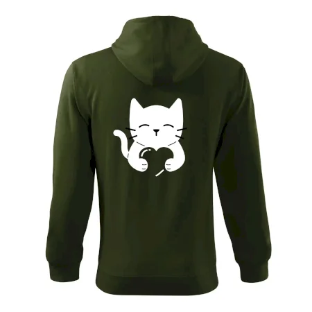 Mačka drží srdce