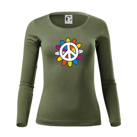 Peace symbol s kreslenou kvetinou
