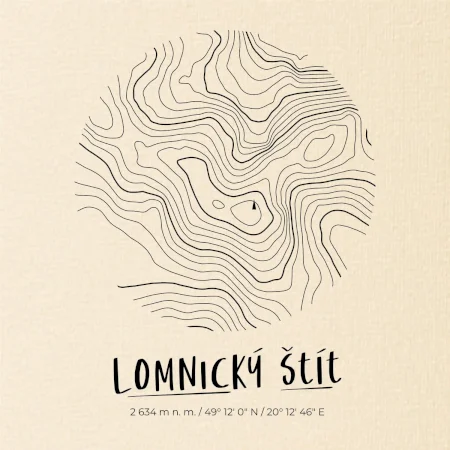 Lomnický štít - vrstevnice v kruhu