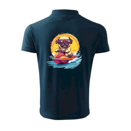 Mops na vodnom skútri