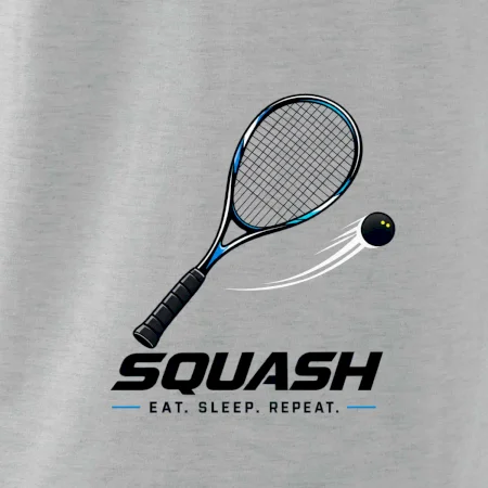 Squashová raketa a černý míček eat sleep repeat