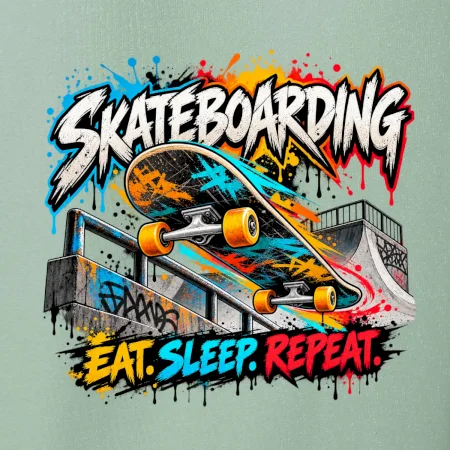 Skateboard ve street stylu eat sleep repeat