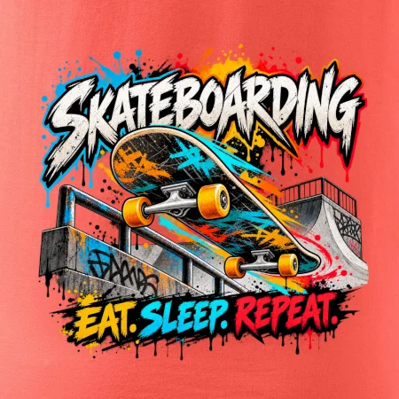 Skateboard ve street stylu eat sleep repeat