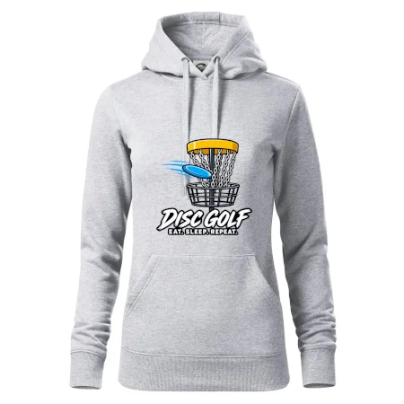 Discgolfový kôš s letiacim diskom eat sleep repeat