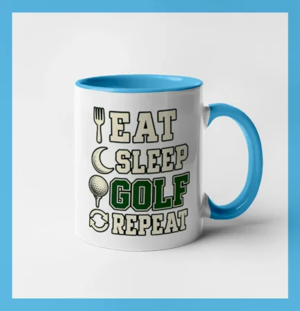 Eat sleep golf repeat typografie