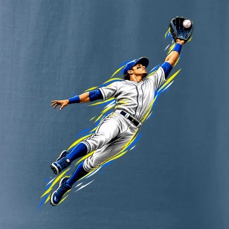 Baseballový polař chytá míček ve výskoku