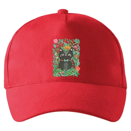 Mačka s kvetmi maľované
