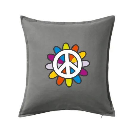 Peace symbol s kreslenou kvetinou