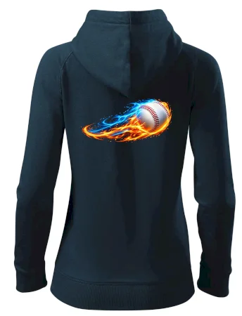 Letící baseballový míček v plamenech