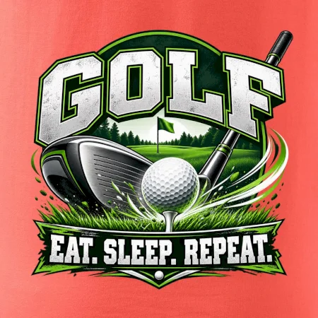 Golfová palica s loptičkou eat sleep repeat
