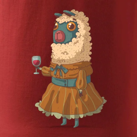 Alpaka s vínom žena