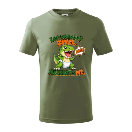 Novembrový živel zelený dinosaurus rex v plienke