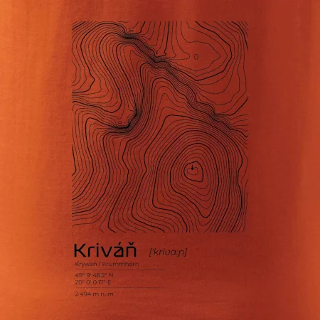 Kriváň - vrstevnice v obdĺžniku