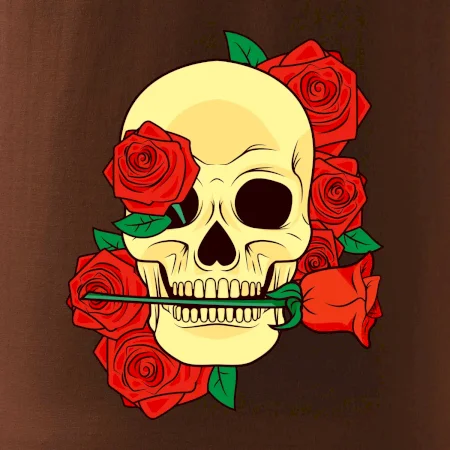Lebka držiace ružu