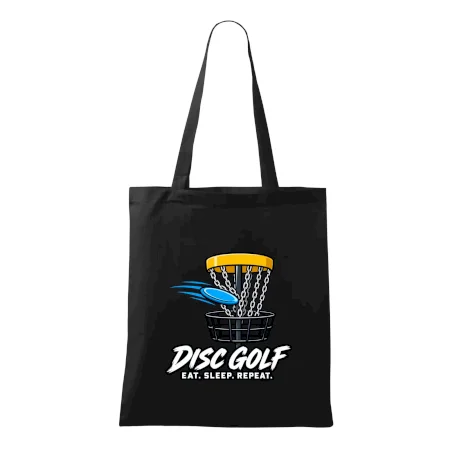 Discgolfový kôš s letiacim diskom eat sleep repeat