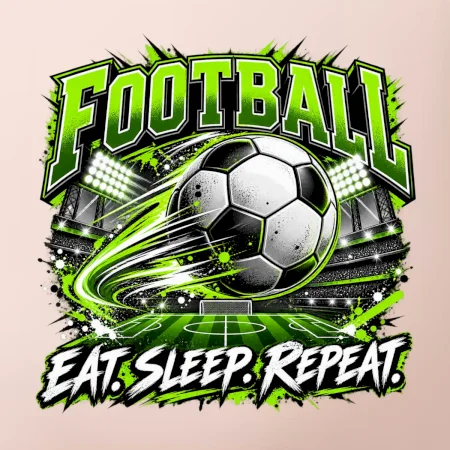 Futbalová lopta a štadión eat sleep repeat