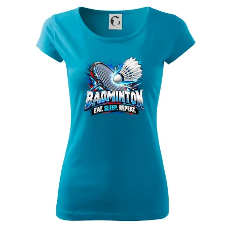 Bedmintonová raketa s košíčkom eat sleep repeat