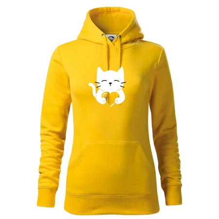Mačka drží srdce