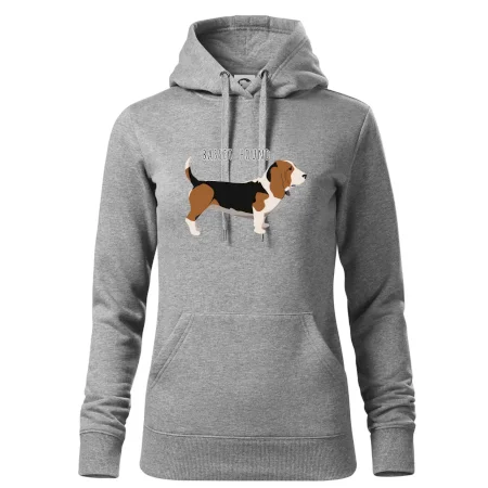 Basset hound pes s nápisom