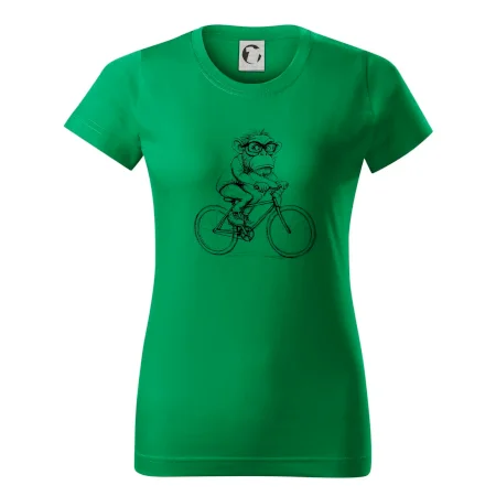 Opice s okuliarmi na bicykli