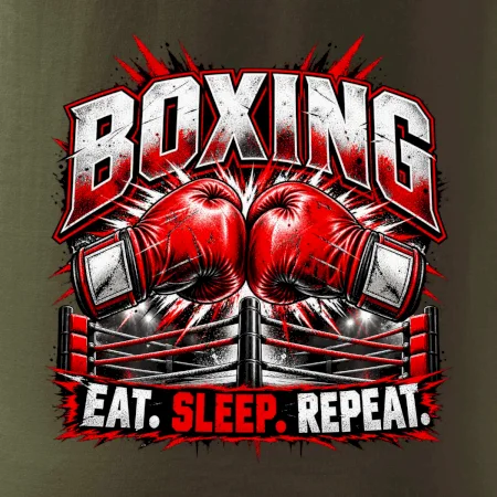 Boxerské rukavice v ringu eat sleep repeat