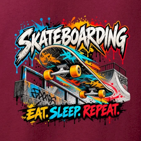 Skateboard ve street stylu eat sleep repeat