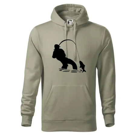 Rybár ťahajúce rybu