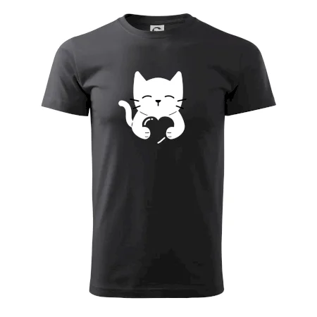 Mačka drží srdce