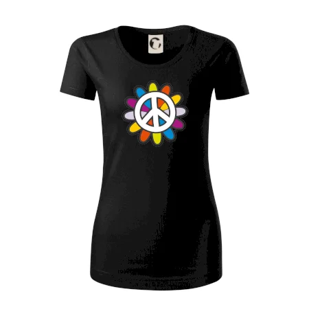Peace symbol s kreslenou kvetinou