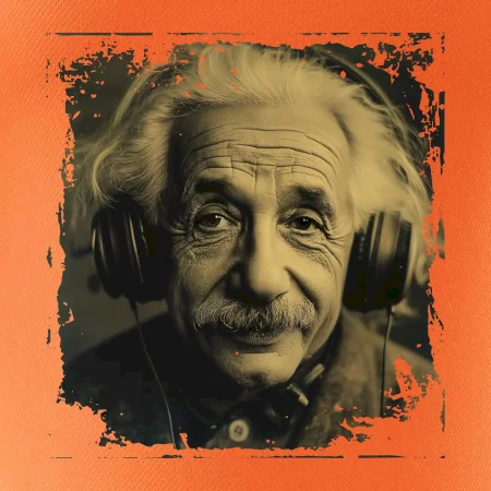 Albert Einstein so slúchadlami