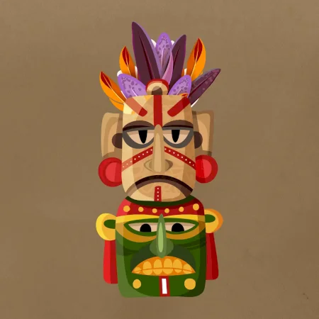 Mayová maska s perím