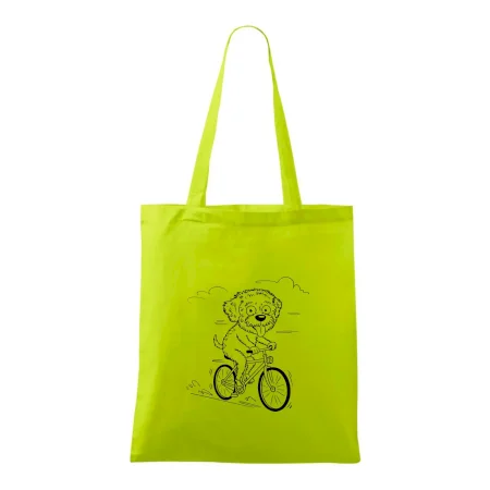 Lagotto romagnolo karikatúra na bicykli čierna