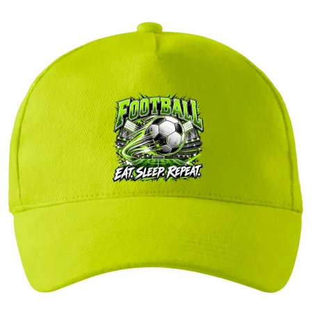 Futbalová lopta a štadión eat sleep repeat