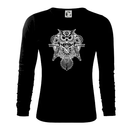 Steampunk sova čiernobiela