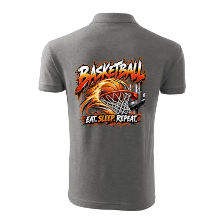 Basketbalový kôš s loptou eat sleep repeat