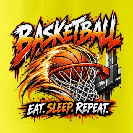Basketbalový kôš s loptou eat sleep repeat