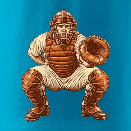 Baseballový catcher retro rytina