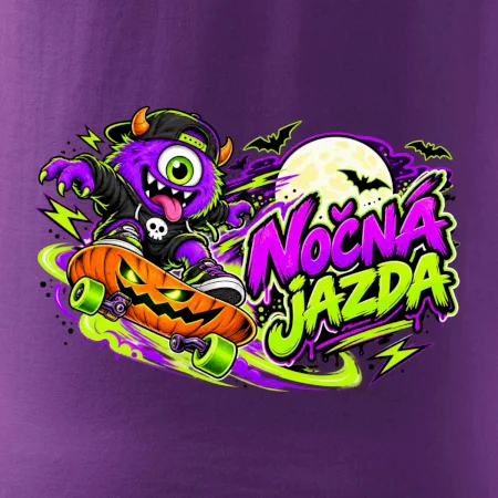 Nočná jazda - fialová príšerka na skateboarde