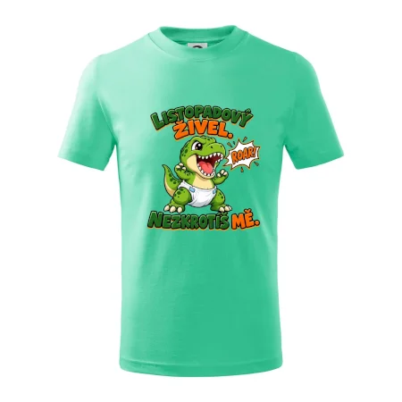 Listopadový živel zelený dinosaurus rex v plence