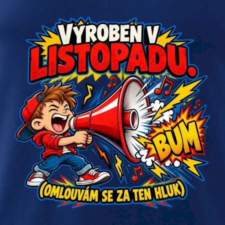 Vyroben v listopadu hlučný kluk s červeným megafonem