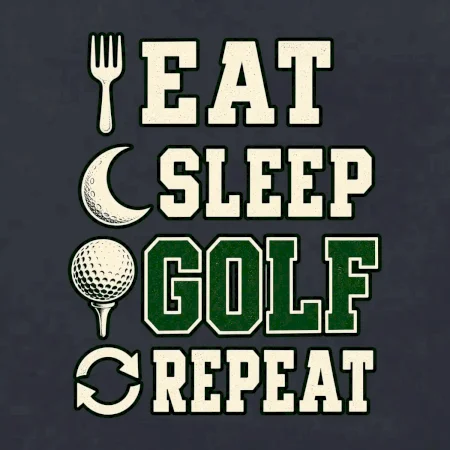 Eat sleep golf repeat typografie