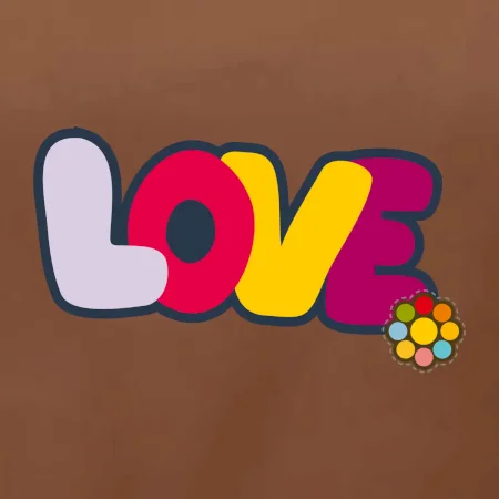 Love nápis s kvetinou