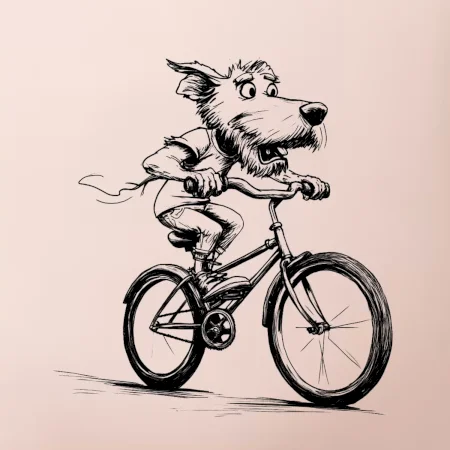 Pes na bicykli