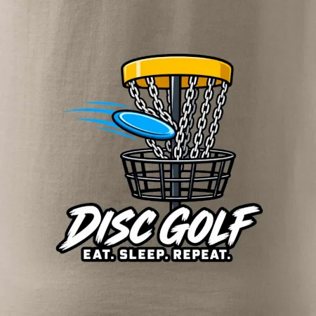Discgolfový kôš s letiacim diskom eat sleep repeat