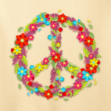 Peace symbol červené kvety