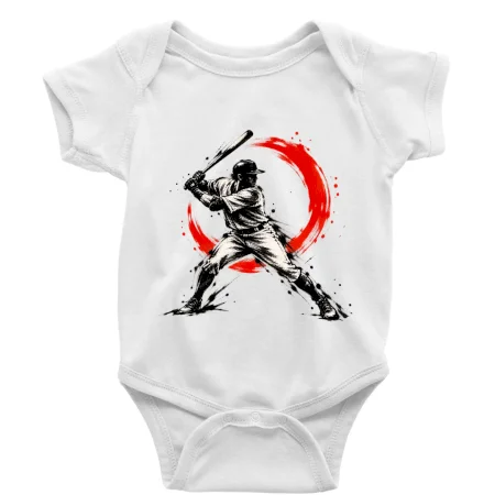 Baseballový pálkař japonská tušová malba