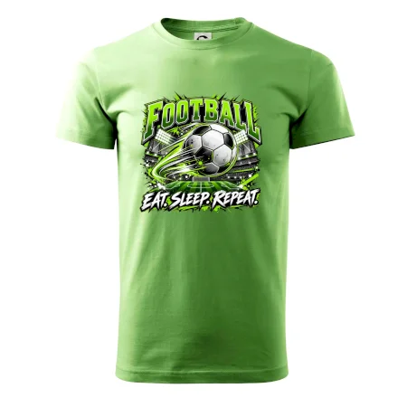 Futbalová lopta a štadión eat sleep repeat