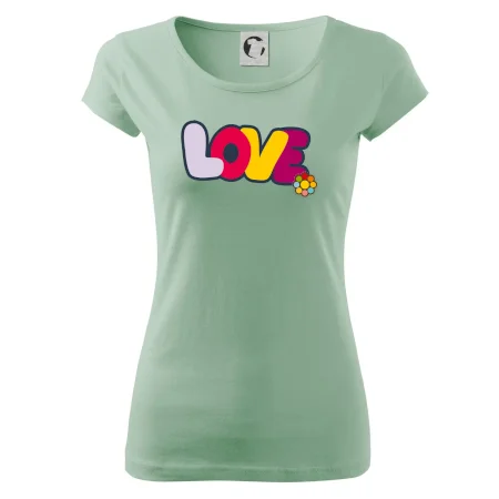 Love nápis s kvetinou
