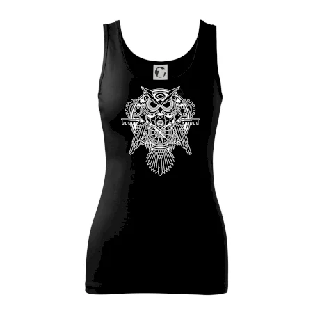 Steampunk sova čiernobiela